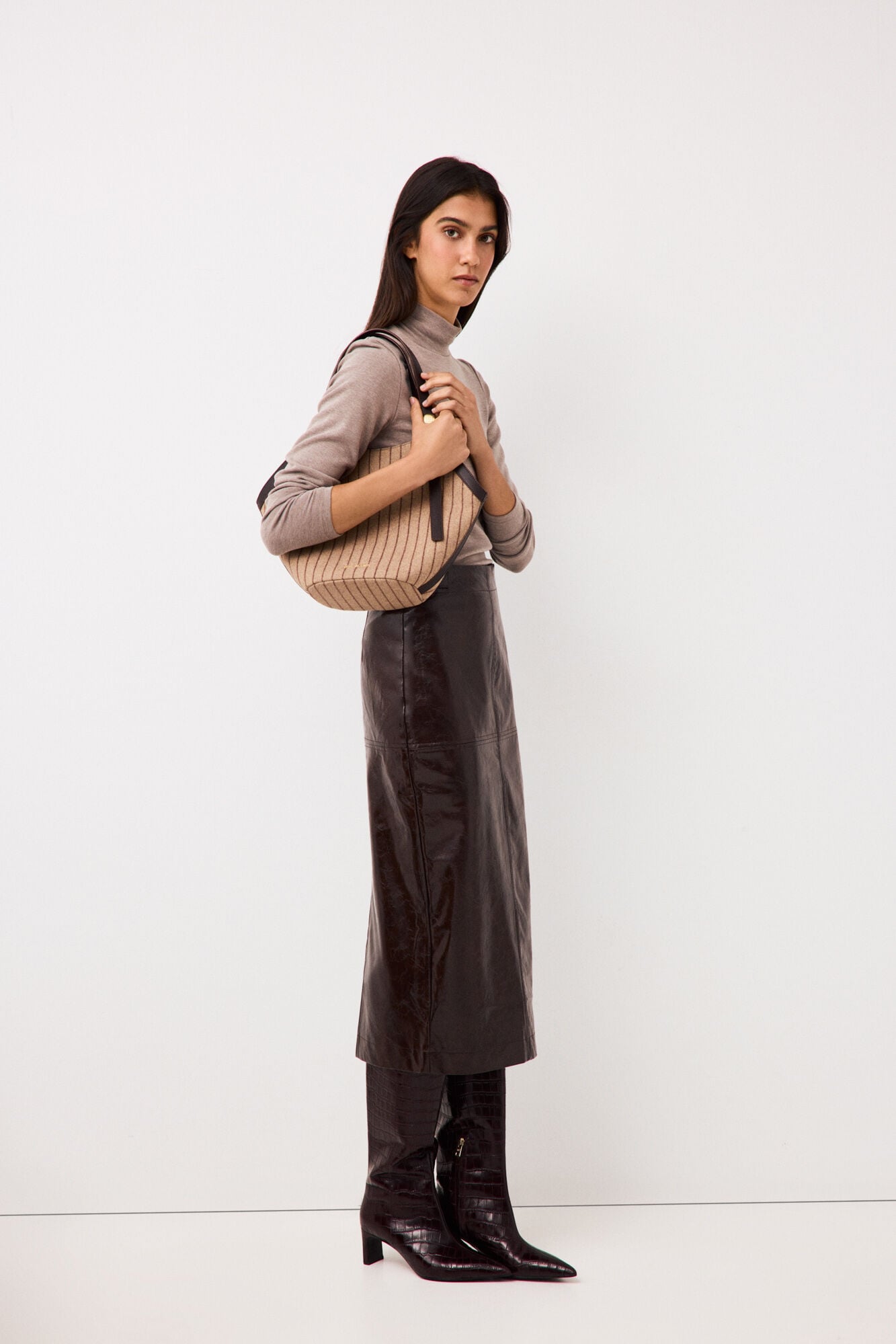Pedro del Hierro Faux leather straight skirt