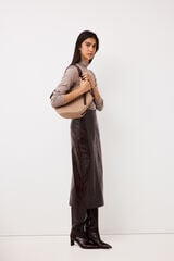 Pedro del Hierro Faux leather straight skirt Brown