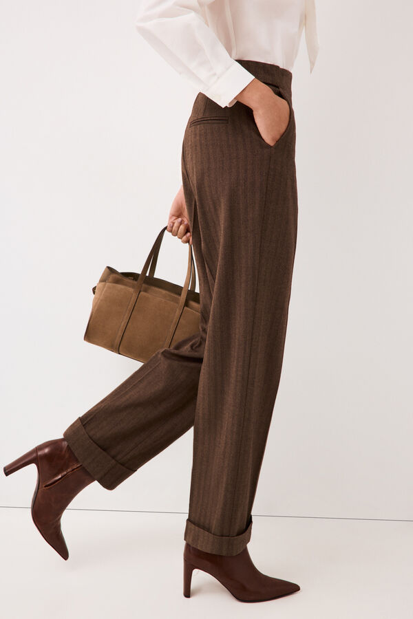 Pedro del Hierro Herringbone trousers Brown