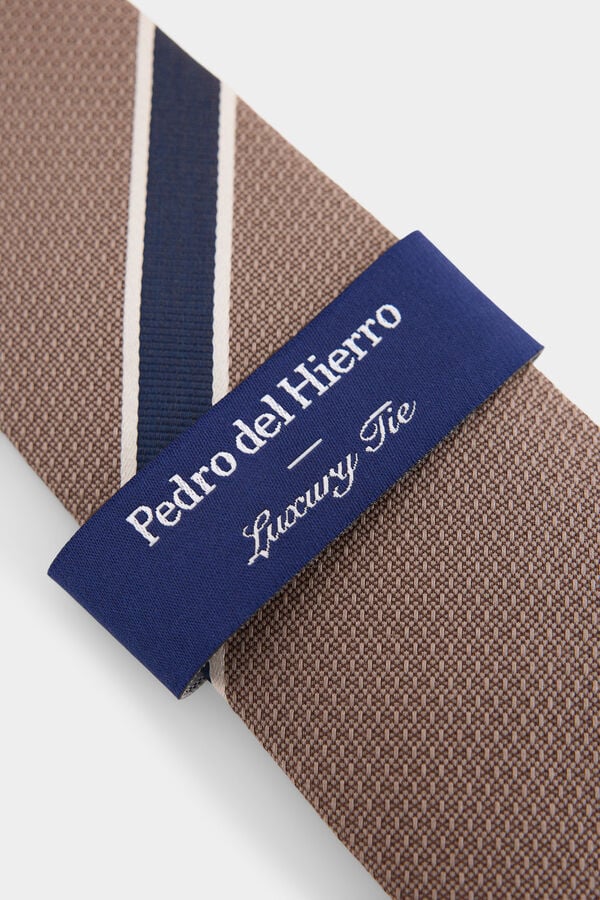 Pedro del Hierro Gravata em seda natural Beige