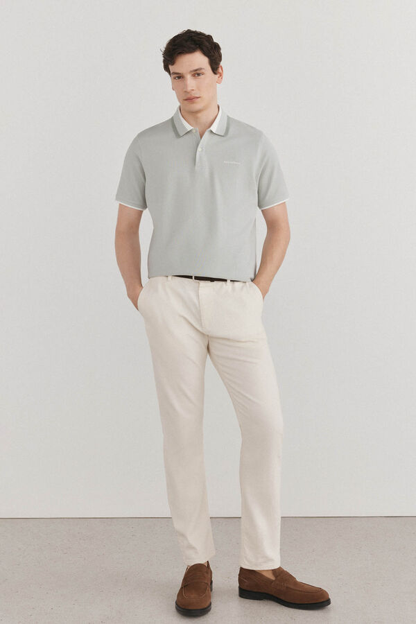 Pedro del Hierro Patterned collar polo shirt Green