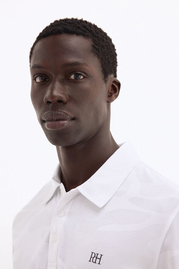 Pedro del Hierro Jacquard golf polo shirt White