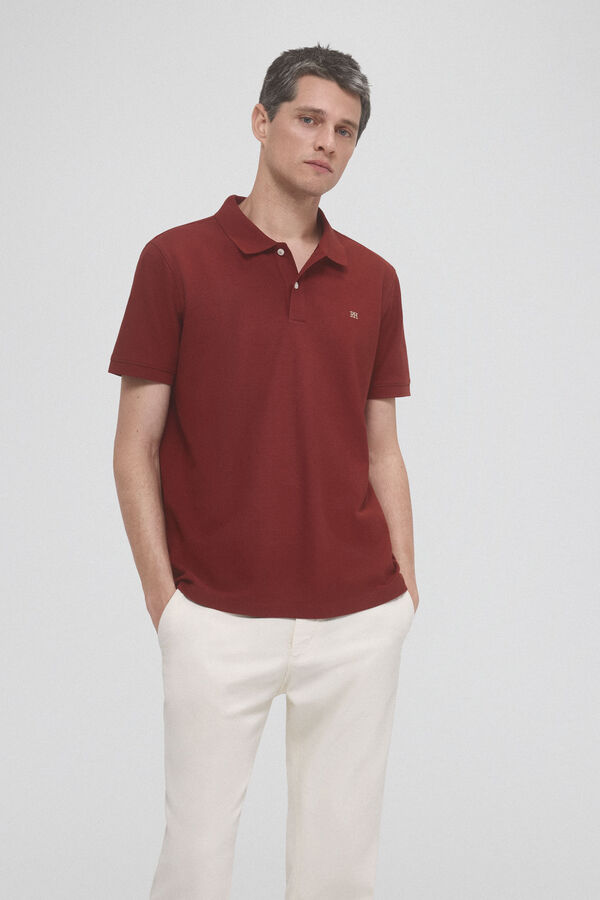 Pedro del Hierro Slim basic polo shirt with embroidered logo Red