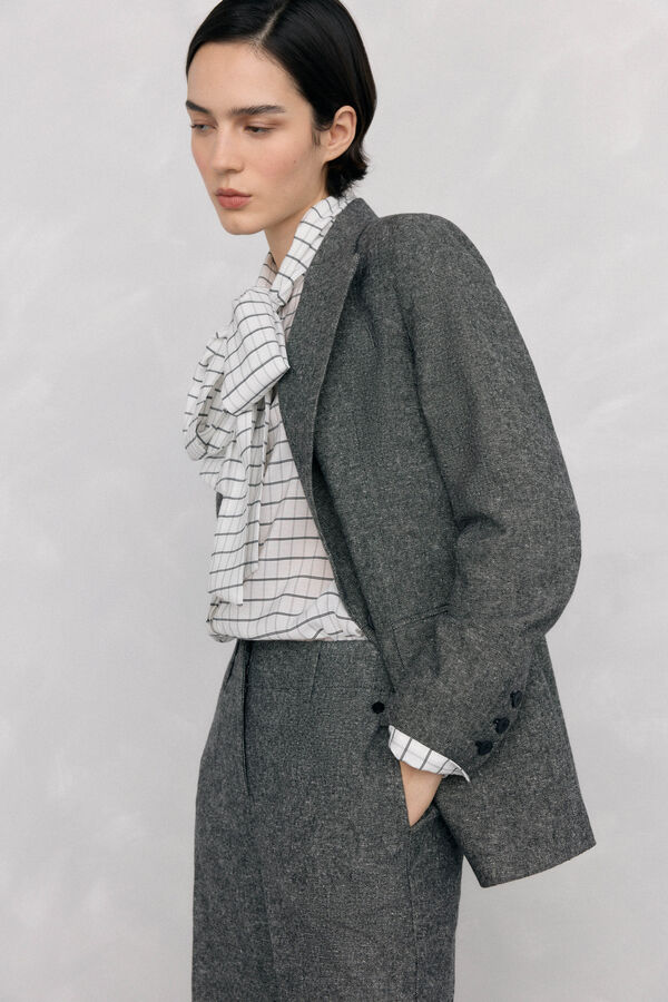 Pedro del Hierro Pantalón recto cheviot Gris