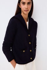 Pedro del Hierro Boucl&eacute; knit sailor collar jacket Blue