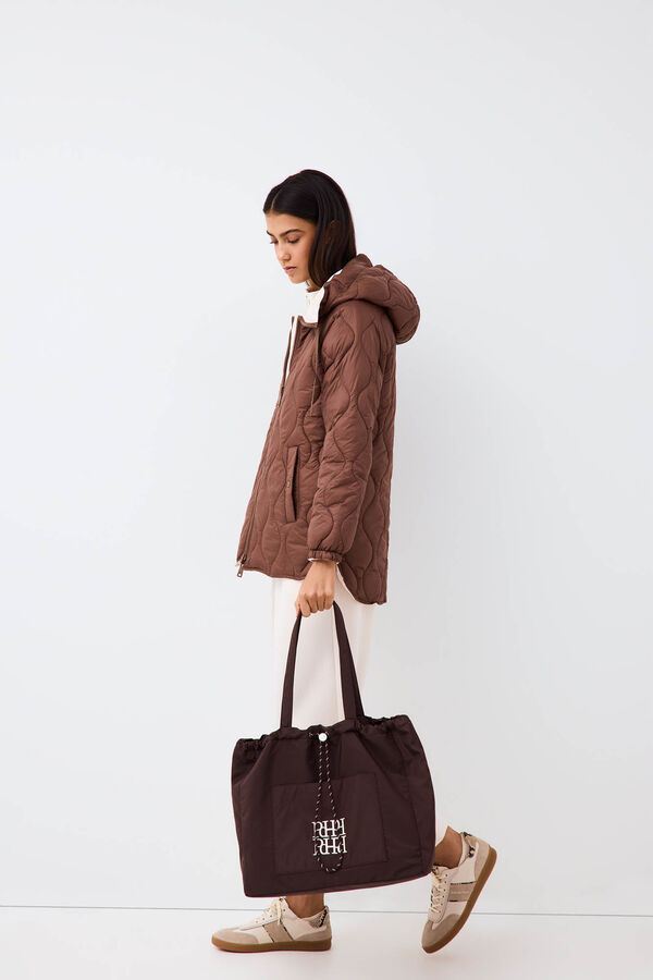 Pedro del Hierro Reversible long hooded parka Brown