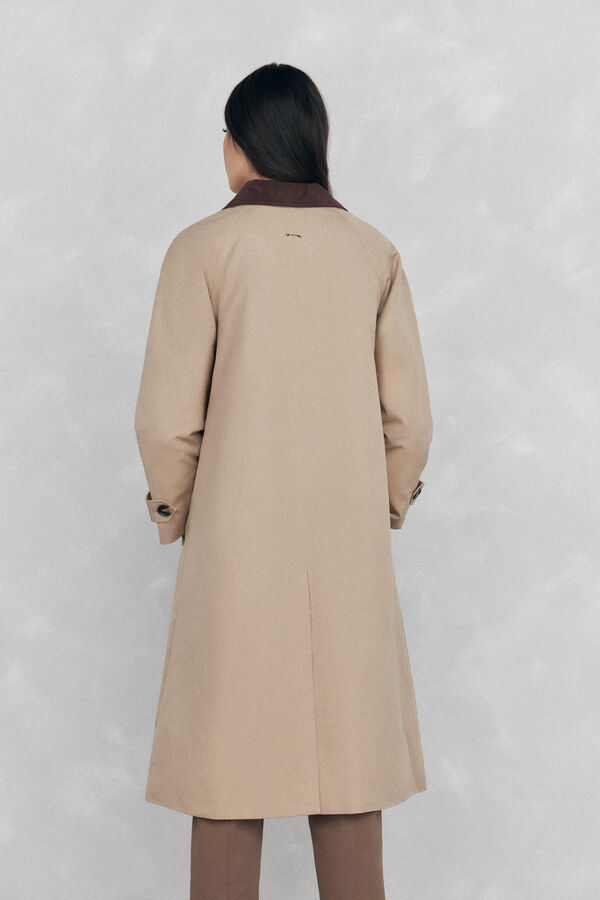 Pedro del Hierro Sobretudo longo com gola veludo Beige