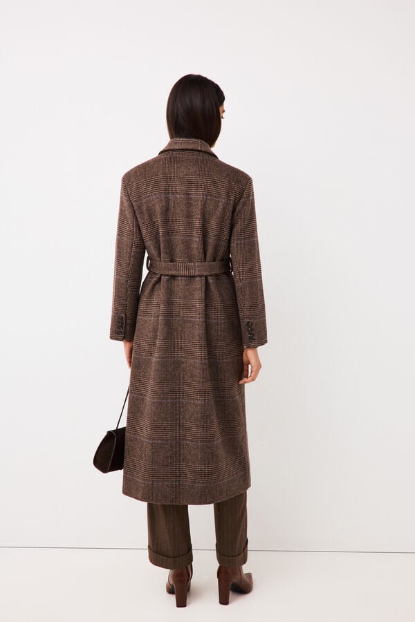 Pedro del Hierro Plaid long coat Grey