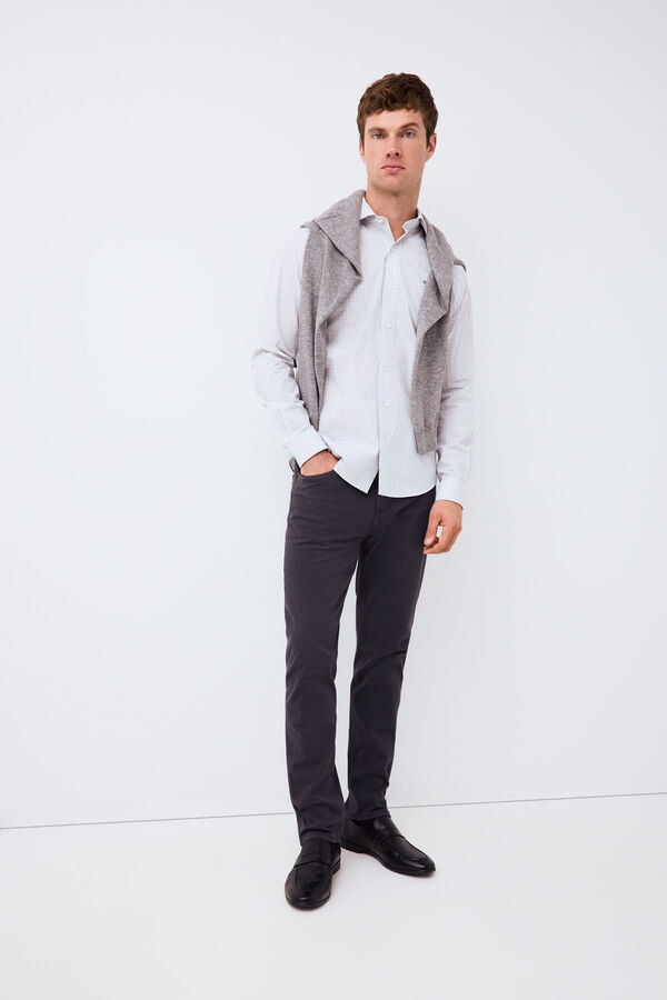 Pedro del Hierro Plaid non-iron + anti-stain slim fit dress shirt Grey