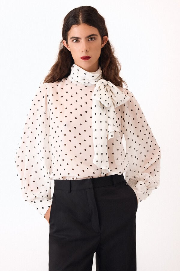 Pedro del Hierro Polka polka-dots blouse parade Ivory