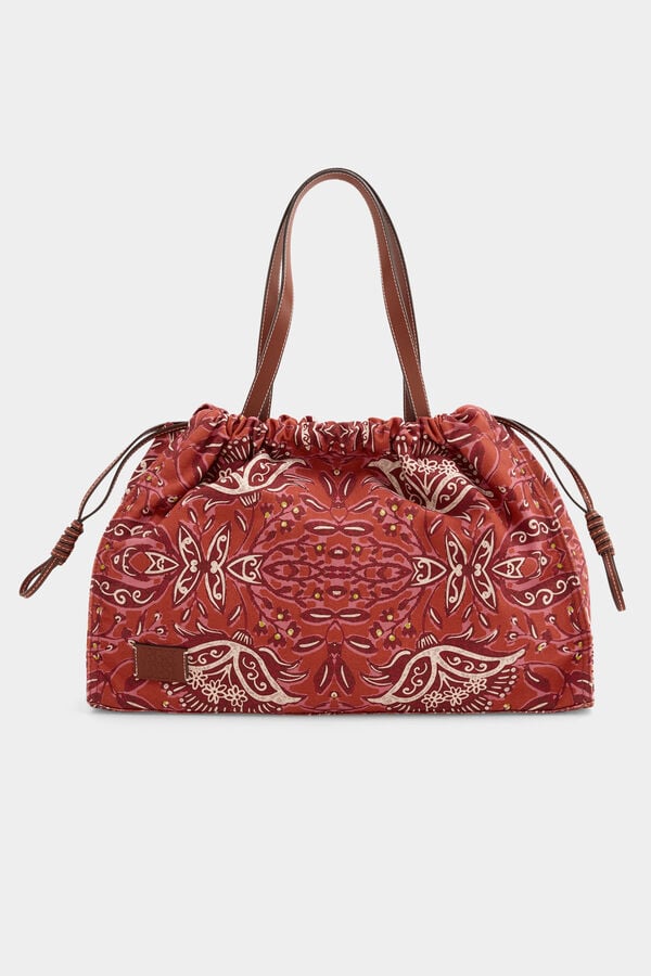 Pedro del Hierro Printed shoulder bag Beige