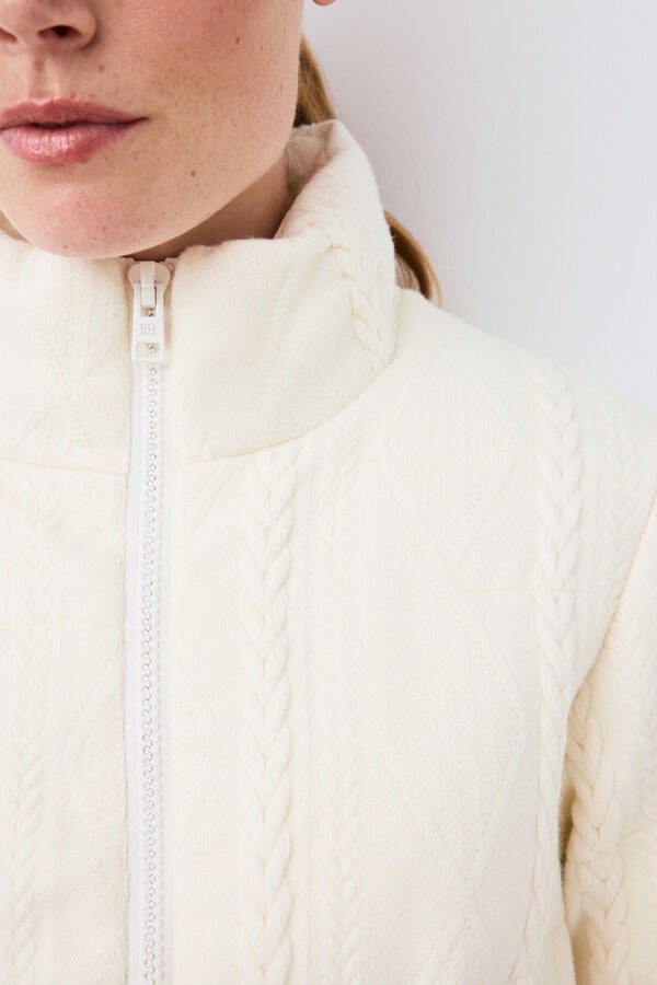 Pedro del Hierro Short jersey-knit parka Ecru