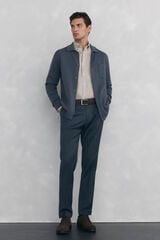 Pedro del Hierro Cotton jersey-knit cardigan polo shirt neck buttons Grey