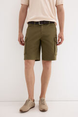 Pedro del Hierro Textured cargo Bermuda shorts Green