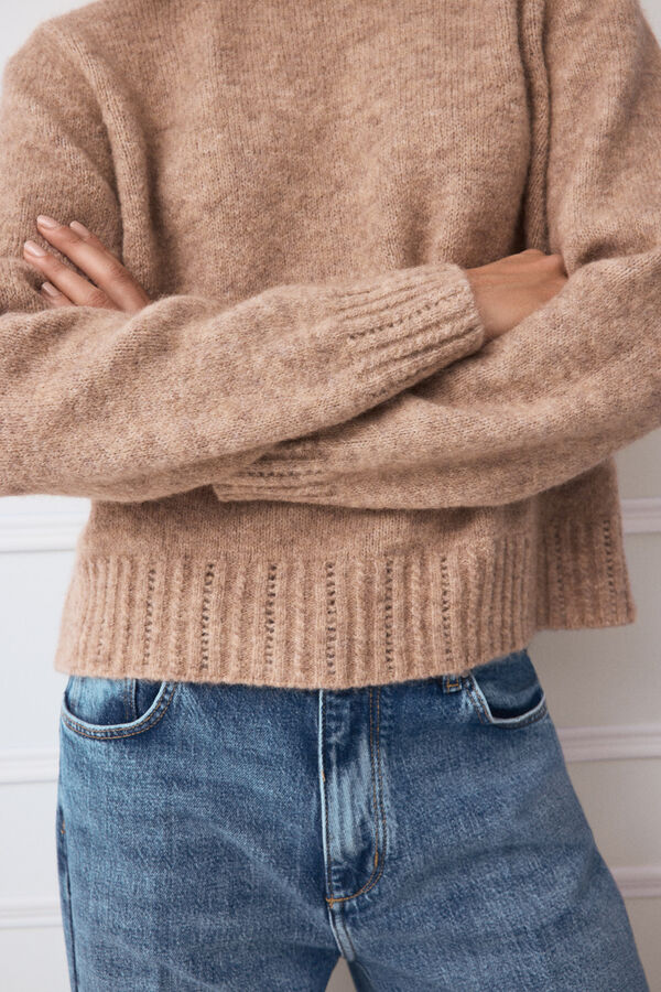 TFP by Tamara Falc&oacute; Cropped cross-knit jumper Beige