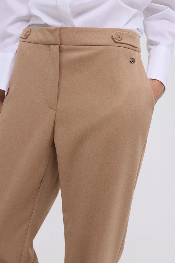 Pedro del Hierro Pantalón recto trabilla Beige