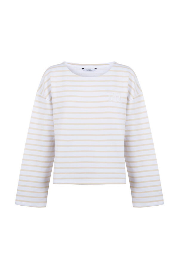 Pedro del Hierro Striped pdh logo sweatshirt Beige