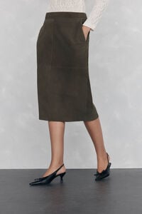 Pedro del Hierro Straight suede skirt
