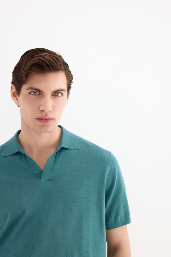 Pedro del Hierro Cotton premium short sleeve polo shirt Turquoise