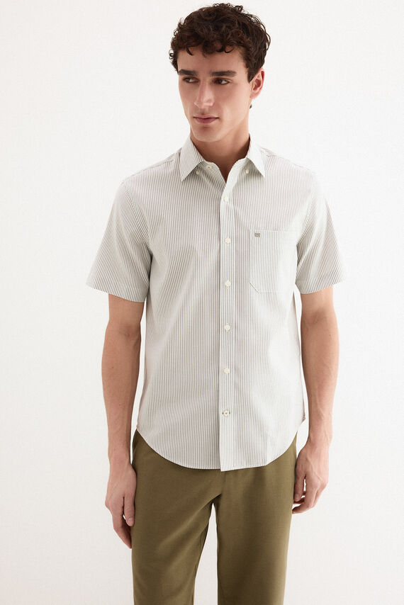 Camisa non iron manga corta rayas