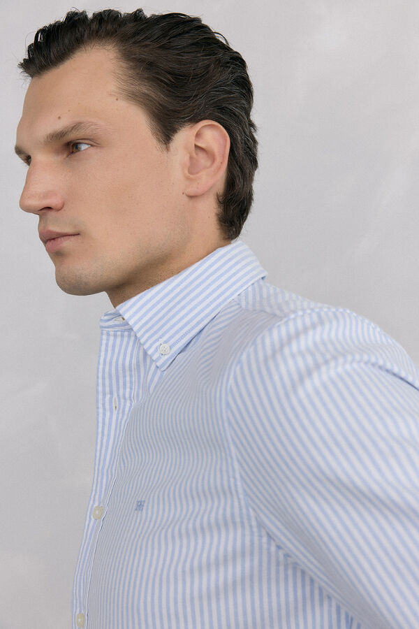 Pedro del Hierro Iconic candela striped Oxford shirt Blue