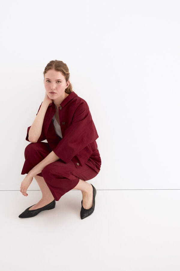 Pedro del Hierro Classic wide leg trousers Burgundy