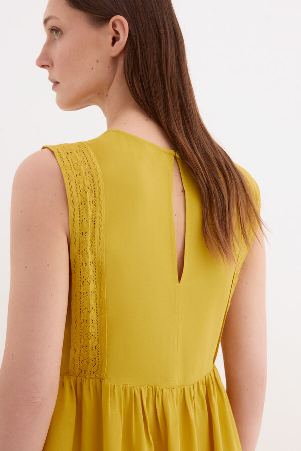 Pedro del Hierro Embroidered romantic dress Yellow
