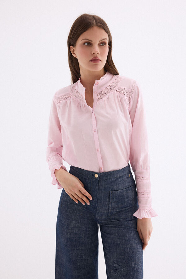 Pedro del Hierro Blusa rom&aacute;ntica lisa Rosa