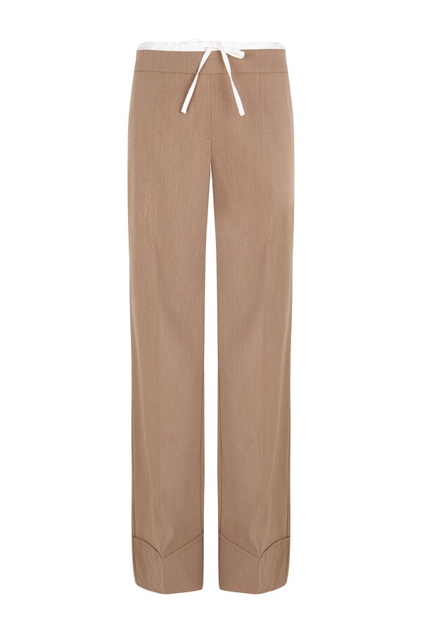 Pedro del Hierro Straight trousers with double waistband Beige