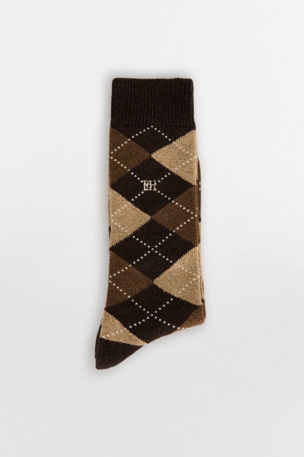 Pedro del Hierro Diamond wool socks Brown