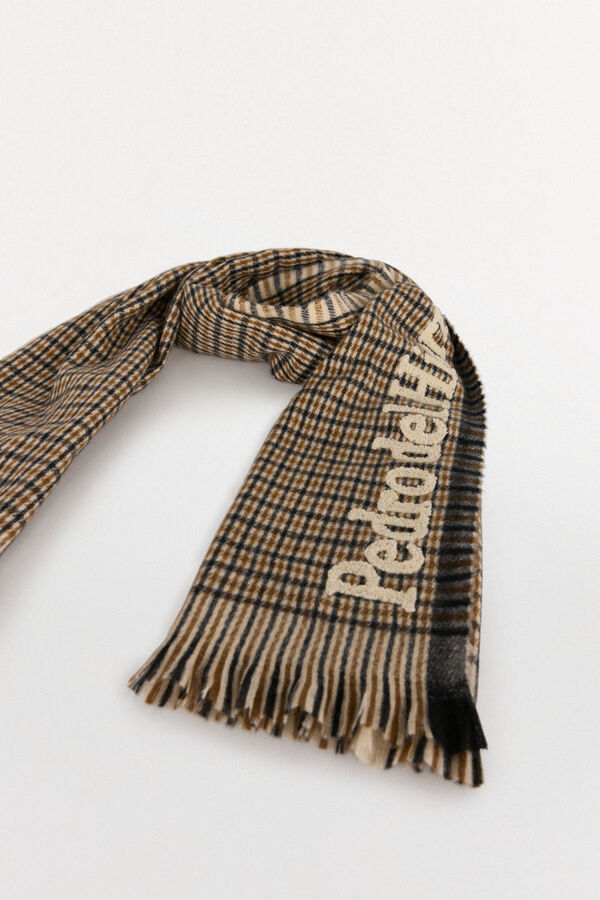 Pedro del Hierro Checked cloth scarf Grey