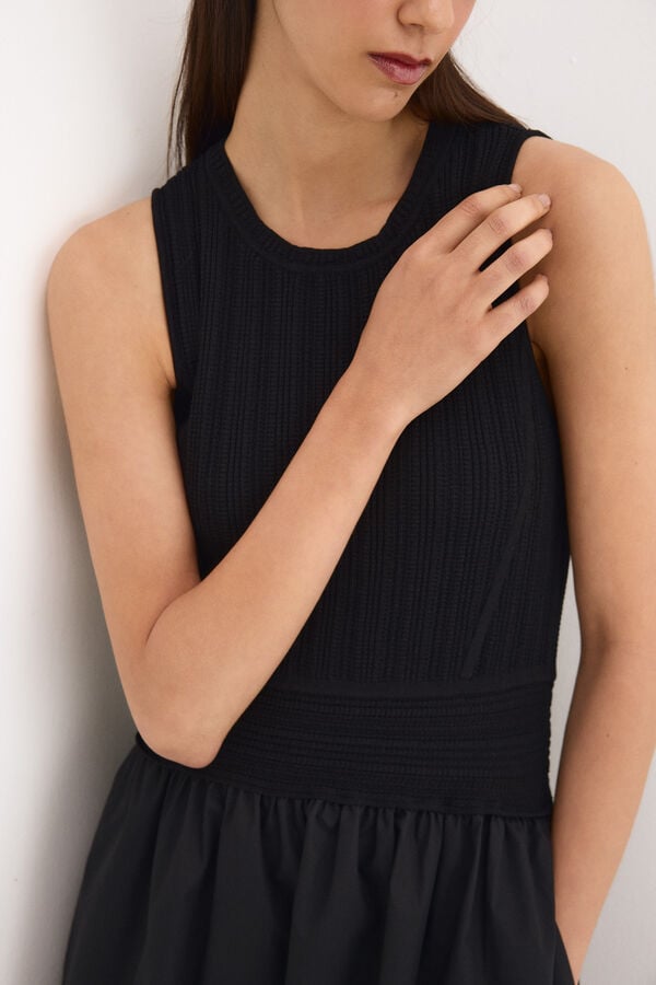 Pedro del Hierro Combined knit bodice dress Black