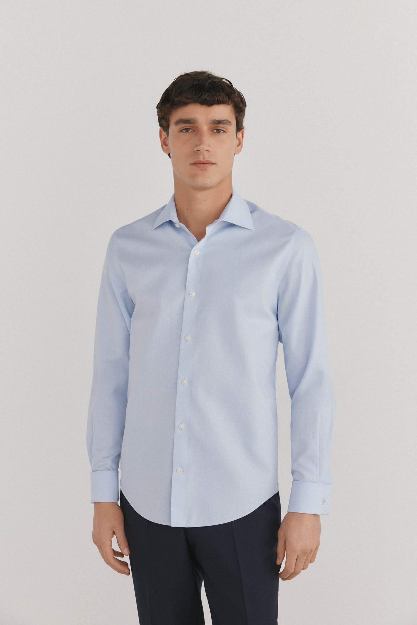 Pedro del Hierro Camisa lisa sem ferro + abotoaduras resistentes a manchas
