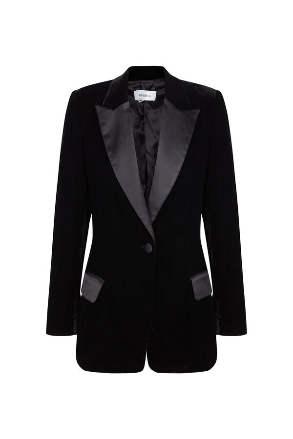 Pedro del Hierro Blazer de veludo e cetim Preto