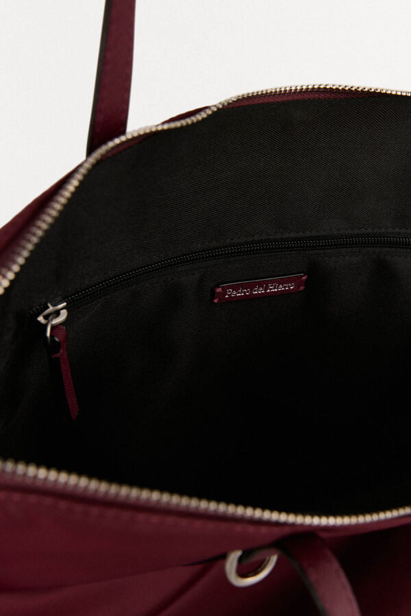 Pedro del Hierro Nylon shopper bag with zip fastening Burgundy