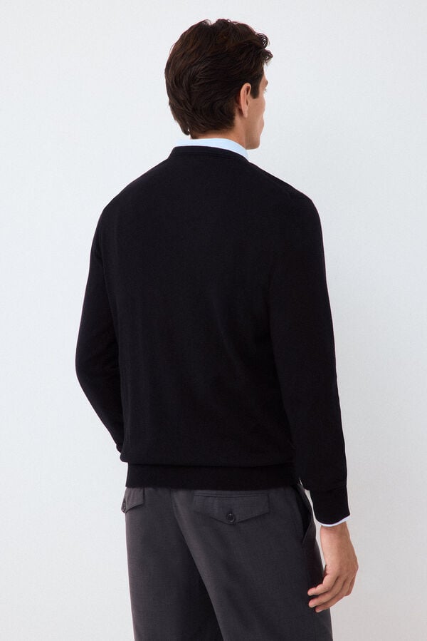 Pedro del Hierro Premium cotton silk cashmere knit jumper Black