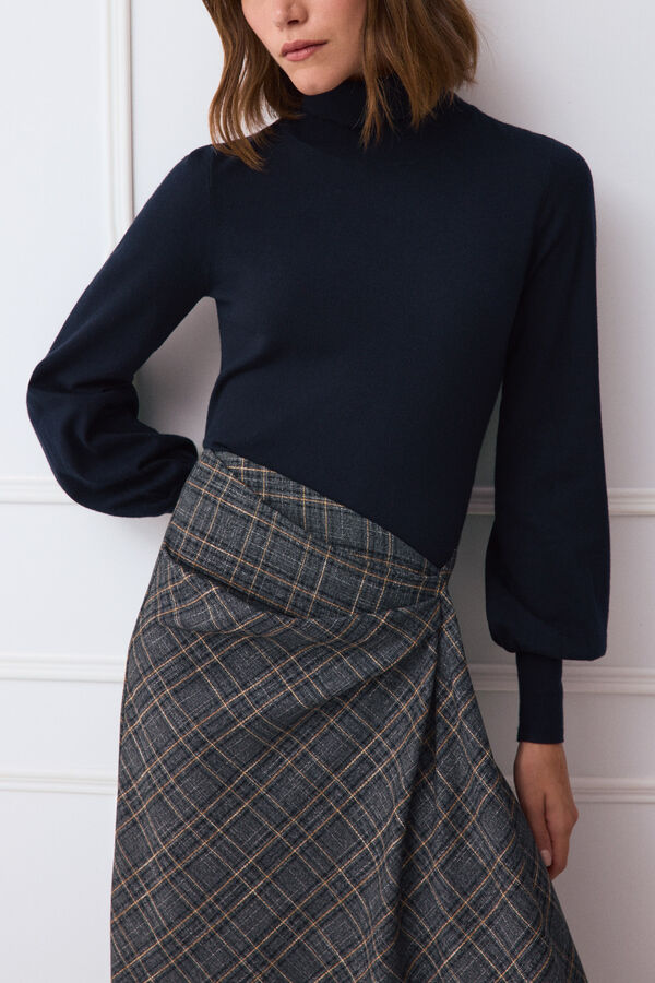 TFP by Tamara Falc&oacute; Camisola gola alta em viscose Azul