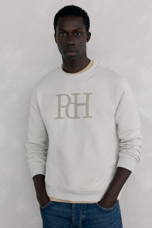 Pedro del Hierro Sweatshirt logo crew neck Grey