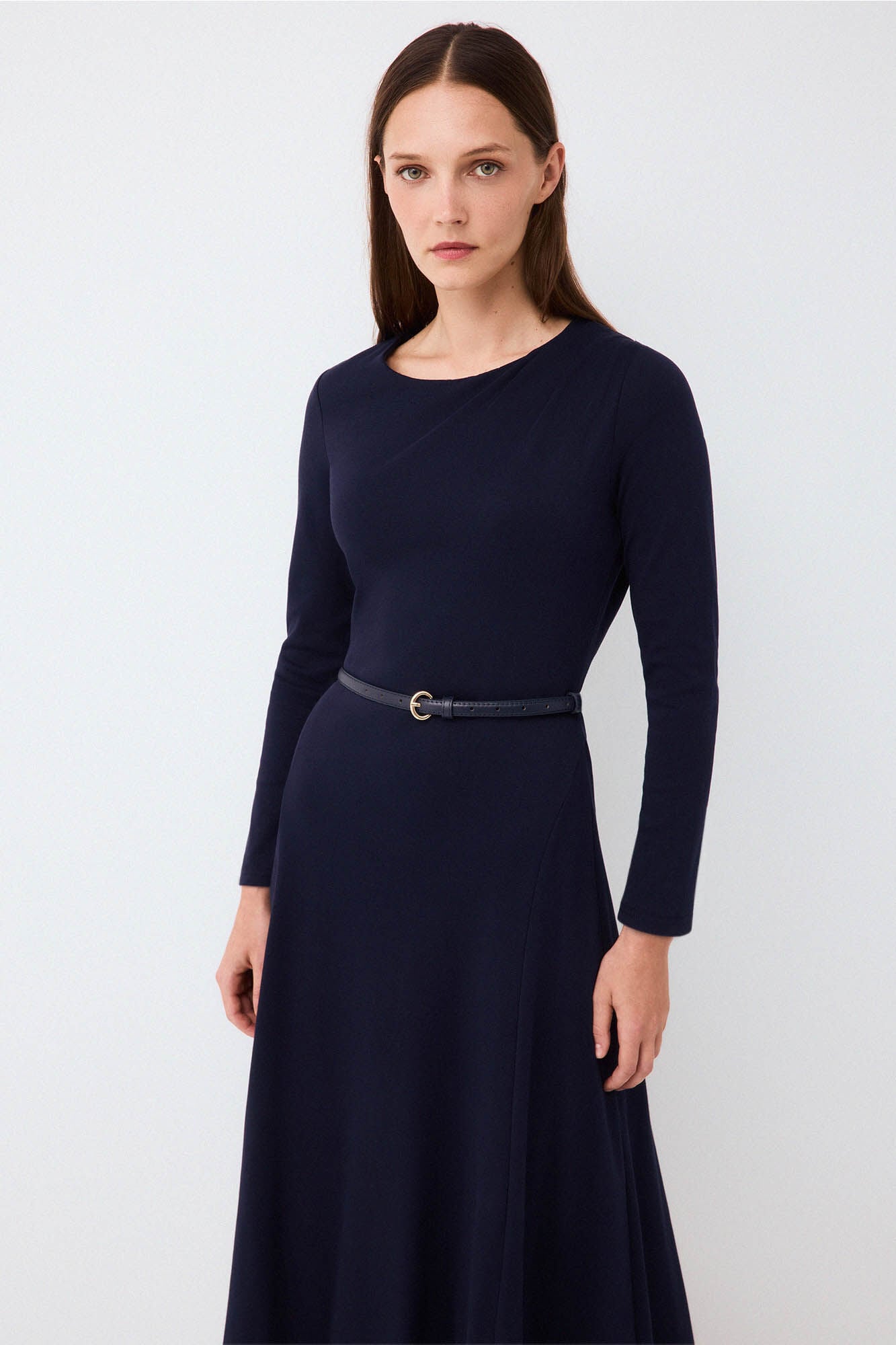 Pedro del Hierro Long sleeve midi dress with belt detail