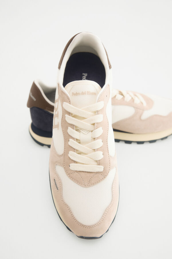 Pedro del Hierro Zapatilla piel y textil Beige