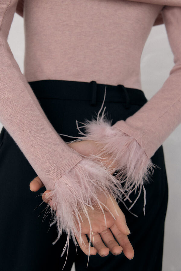 Pedro del Hierro Feather jersey cuff Pink