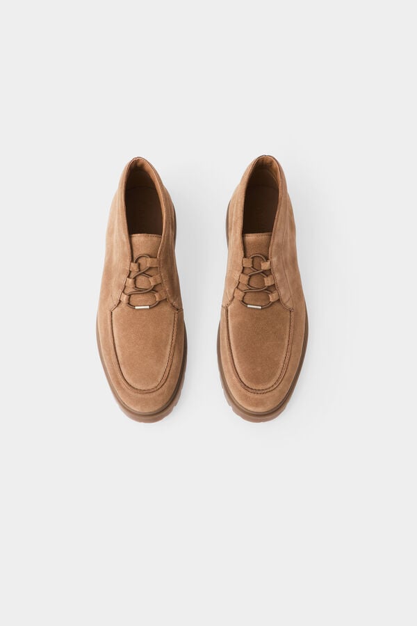 Pedro del Hierro Leather lace-up ankle boot Beige