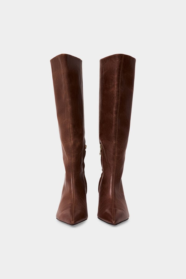 Pedro del Hierro Leather high heel boot Brown