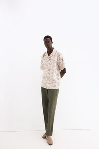 Pedro del Hierro Printed short sleeve linen cotton shirt