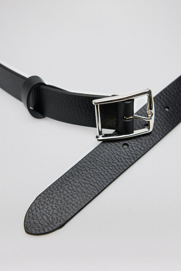 Pedro del Hierro Plain leather belt Black