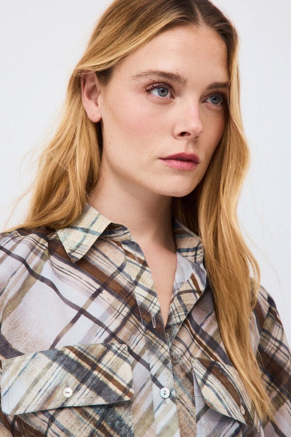 Pedro del Hierro Printed plaid shirt Blue