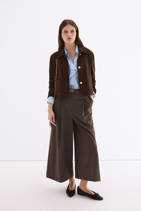 Pedro del Hierro Suede buttoned jacket Brown