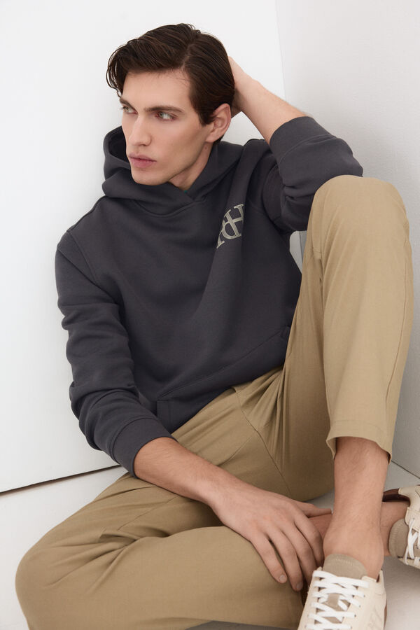 Pedro del Hierro Technical fabric hooded sweatshirt Grey