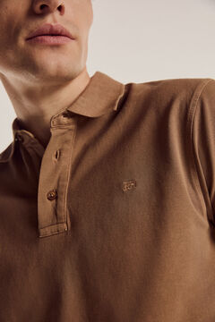 Pedro del Hierro Short-sleeved washed polo shirt Brown