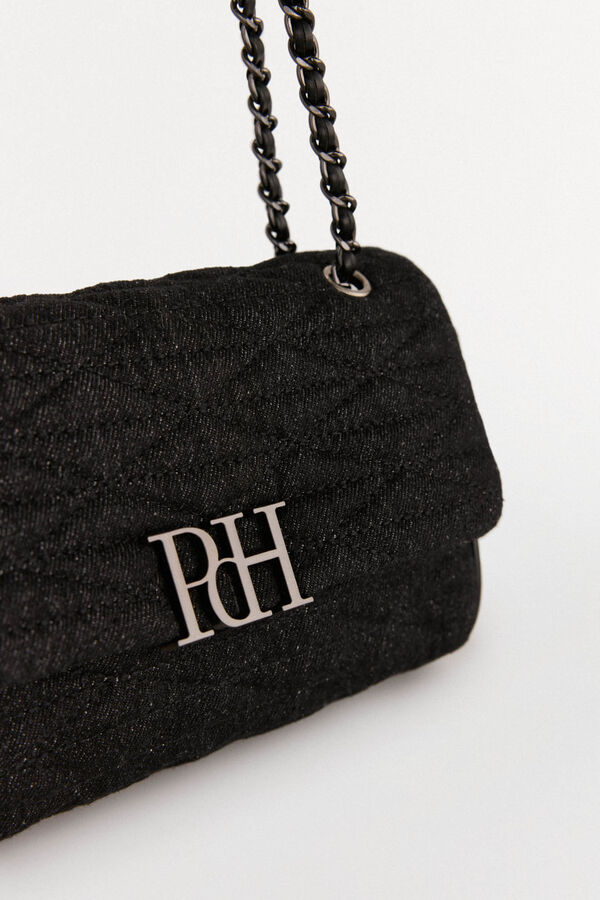 Pedro del Hierro Quilted crossbody bag with chain Grey